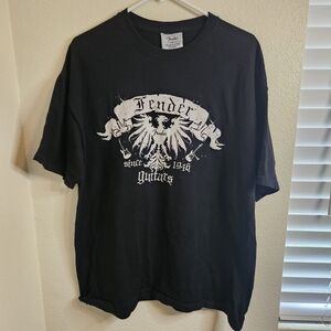 Fender Black Graphic T-Shirt 100% Cotton Casual Men Shirt XXL